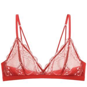 Understance Red Lace Triangle Bralette size 32C NWT